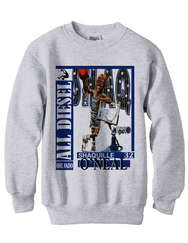 Vintage 1992 Shaquille O'neal Shaq All Diesel Orlando Magic Penny shirt sweatshirt fleece - Ash Grey