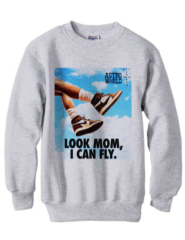 Travis Scott Mom I Can Fly Jordan 1 Sweatshirt - Ash Grey